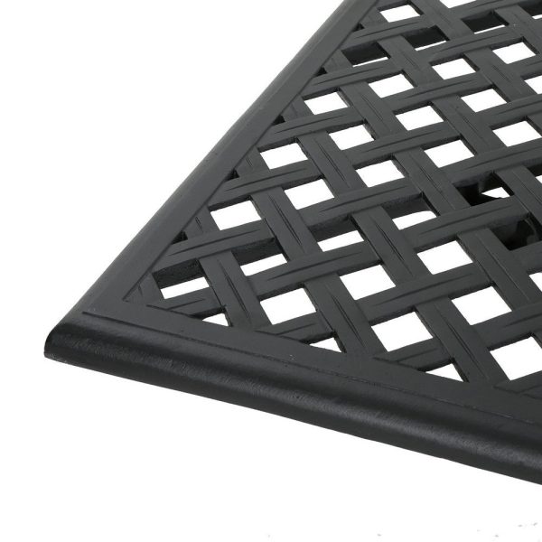 Cay Outdoor Dining Table, 67 Inch Rectangular, Lattice Black Aluminium By Casagear Home Discount - Image 4