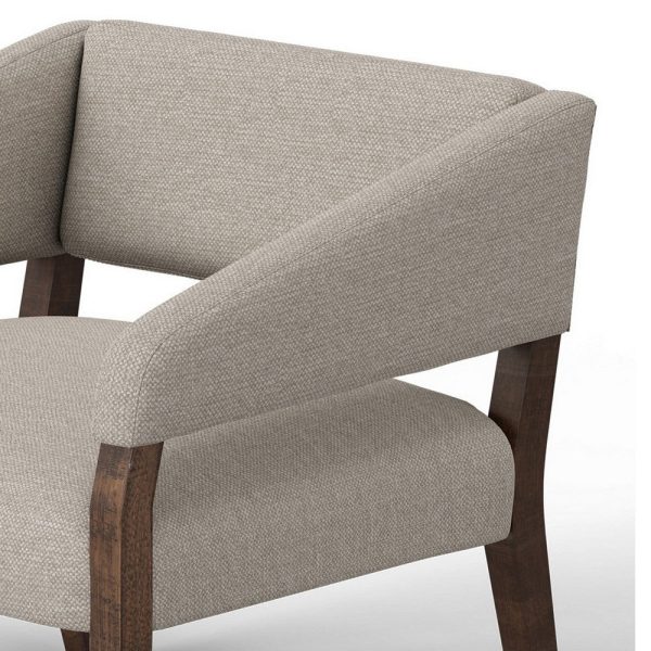 Merry Accent Chair, Beige Polyester, Plush Foam, Brown Solid Pine Wood Legs By Casagear Home Supply - Image 3