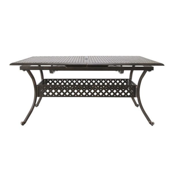 Dining Table, 64-82 Inch Extendable Acacia Wood Top, Aluminium, Dark Brown By Casagear Home For Cheap - Image 2