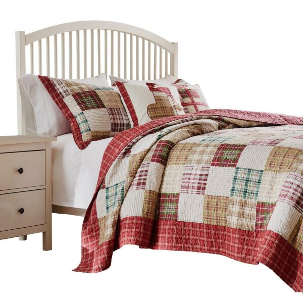 Evi 3pc Cal King Quilt and Pillow Sham Set, Plaid Pattern, Multicolor By Casagear Home Discount - Image 2