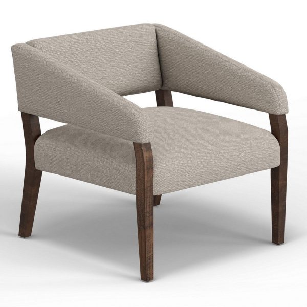 Merry Accent Chair, Beige Polyester, Plush Foam, Brown Solid Pine Wood Legs By Casagear Home Supply