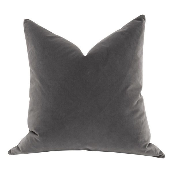 22 Inch Set of 2 Accent Throw Throw Pillows, Down Fill, Gray Velvet By Casagear Home Discount - Image 2