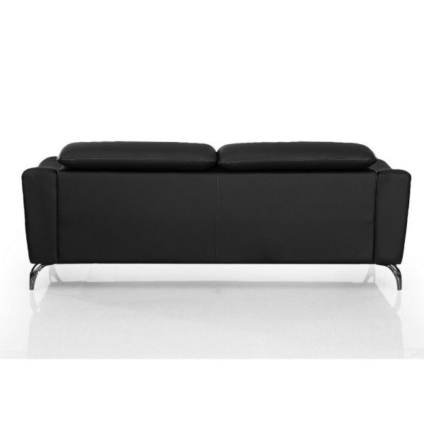 Reno Mave 80 Inch Sofa, Chrome, Flared Arms, Plush Black Top Grain Leather By Casagear Home Online Sale - Image 4