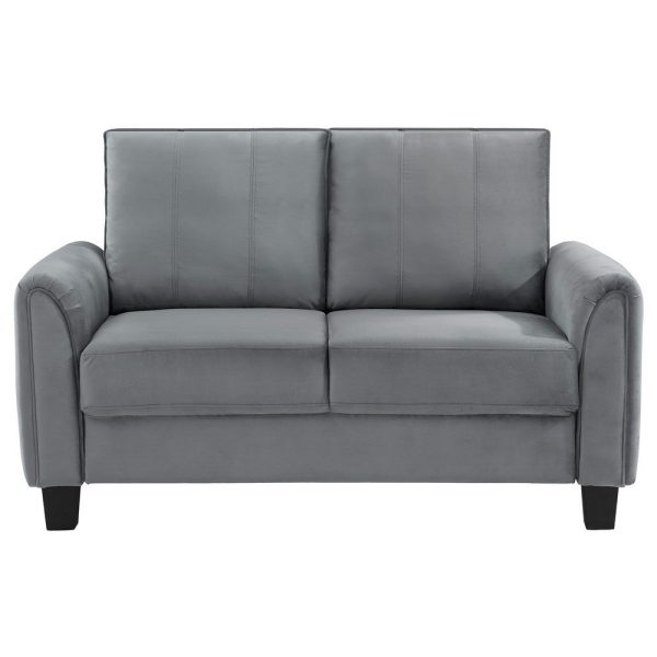 Dave Loveseat, Gray Fabric, Rounded Armrests, Black Tapered Legs, 57 Inch By Casagear Home Online now - Image 2