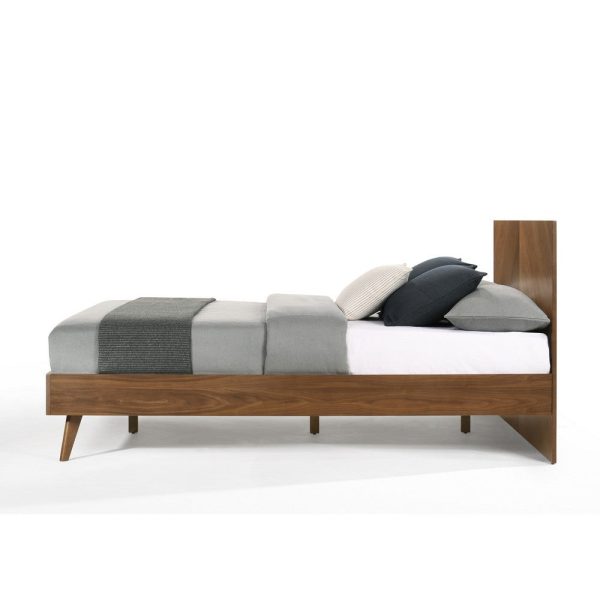 Nova Rem King Size Platform Bed, Chevron Pattern Headboard, Walnut Brown By Casagear Home For Discount - Image 2