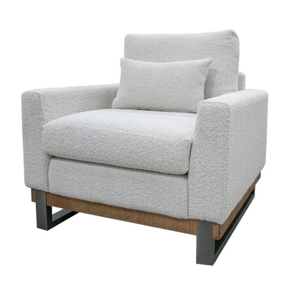 Dome Accent Chair with Throw Pillow, Solid Pine Wood, Ivory Polyester By Casagear Home Sale - Image 2