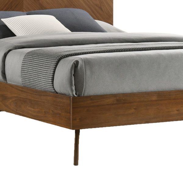 Nova Rem King Size Platform Bed, Chevron Pattern Headboard, Walnut Brown By Casagear Home For Discount - Image 4