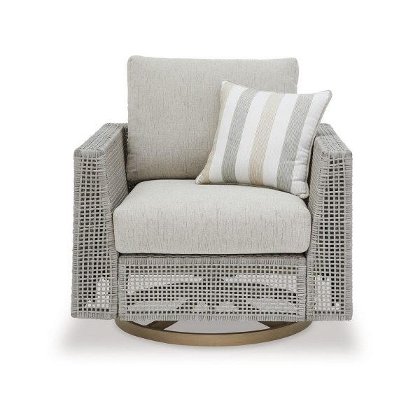 Ashley Yami 36  Outdoor Swivel Lounge Chair, 1 Throw Pillow, Gray Discount - Image 2