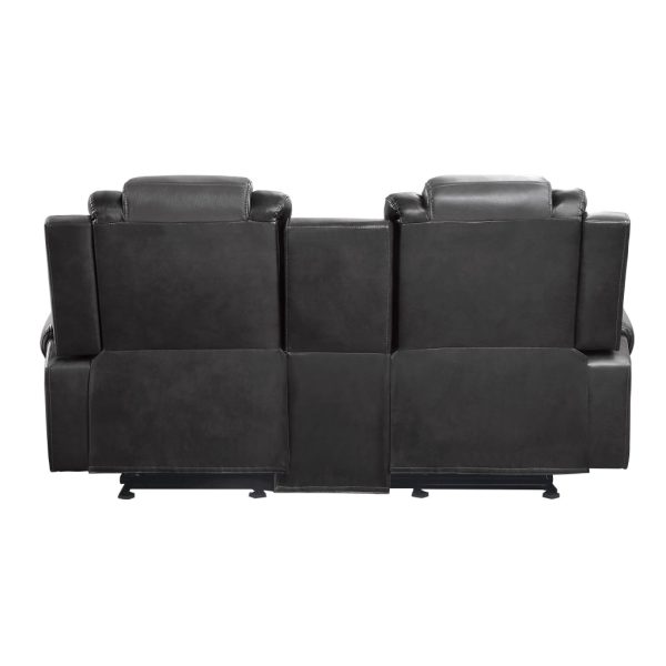 Istro 76 Inch Manual Recliner Loveseat, Cupholder Console Gray Faux Leather By Casagear Home Online Sale - Image 3