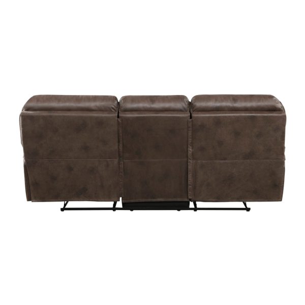 Tony 90 Inch Double Manual Recliner Sofa, Brown Microfiber, Solid Wood By Casagear Home Online Hot Sale - Image 3