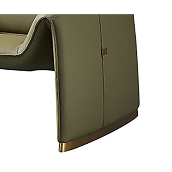 Hei 38 Inch Accent Chair, Green Real Leather Upholstery, Gold Metal Finish By Casagear Home Supply - Image 5