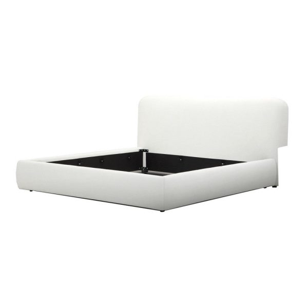 Cid Iser King Bed, Ivory Polyester Upholstery, Foam Filling, Metal Frame  By Casagear Home Hot on Sale