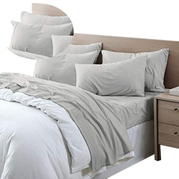 6 Piece Full Size Microfiber Fabric Sheet Set with Pocket, Gray By Casagear Home For Cheap - Image 3