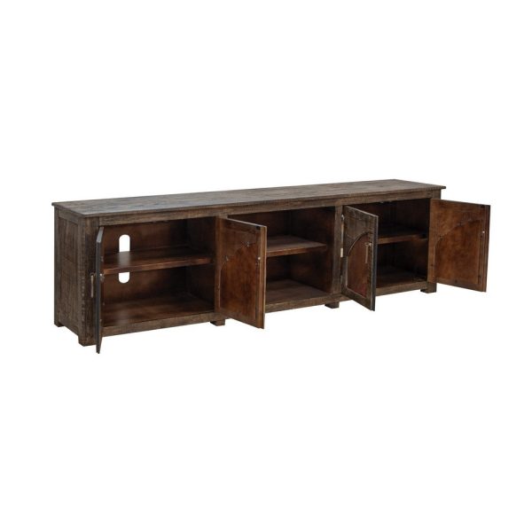 Berry  93 Inch TV Media Entertainment Console, 4 Doors 3 Shelves, Brown By Casagear Home Fashion - Image 5