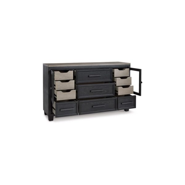Ashley Kye 71  Wide Dresser Chest, 7 Drawers, 2 Cabinets, Black Discount - Image 2