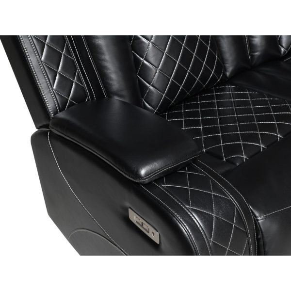 Nova Luxury Power Recliner Loveseat, Left Facing, Speaker, Console, Black By Casagear Home For Cheap - Image 2