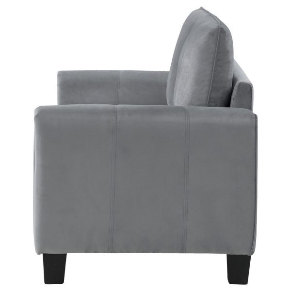 Dave Loveseat, Gray Fabric, Rounded Armrests, Black Tapered Legs, 57 Inch By Casagear Home Online now - Image 4