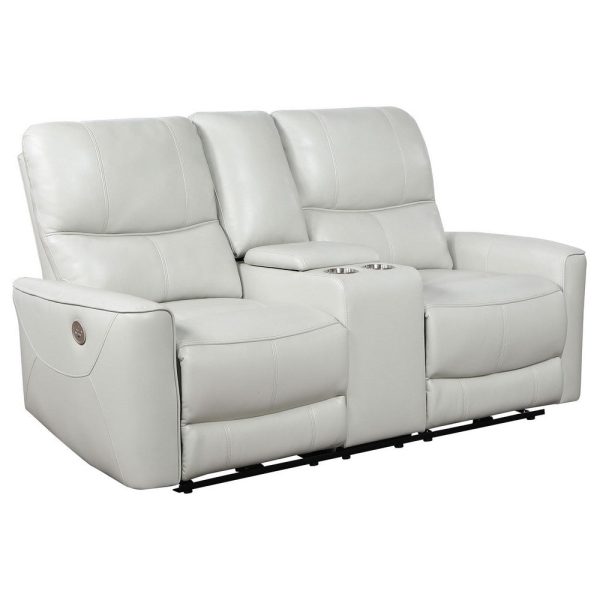 Lima Power Recliner Loveseat, Ivory Faux Leather, USB Port, Foam, 72 Inch By Casagear Home Hot on Sale - Image 2