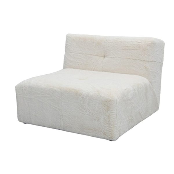 Ashley Accent Chair, Cushioned and Tufted White Polyester Faux Fur Cheap