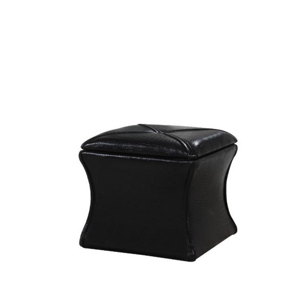 Leatherette Button Tufted Square Storage Ottoman with Seating, Black By Casagear Home Cheap