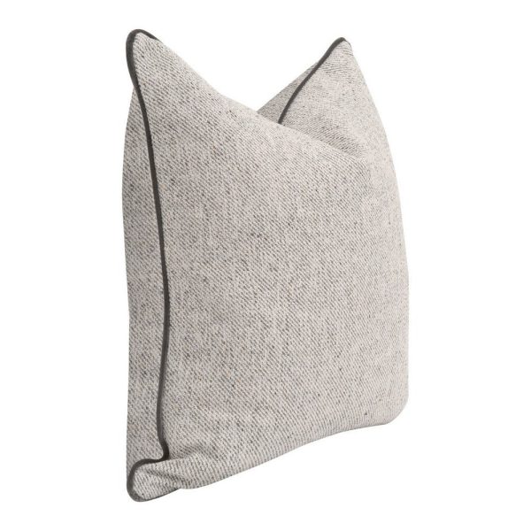 Hida 22 Inch Set of 2 Accent Throw Pillows, Black Velvet Piping, Gray  By Casagear Home Sale - Image 3