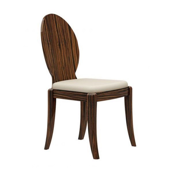 Kylie Dining Chair Set of 2, White Faux Leather, Oval Backrest, Brown By Casagear Home Sale