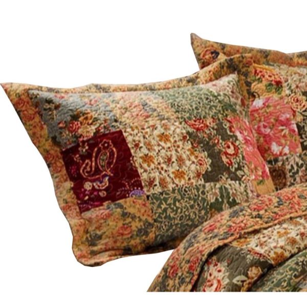 Kamet Fabric Standard Size Sham with Floral Prints and Paisleys, Multicolor By Casagear Home For Cheap - Image 2