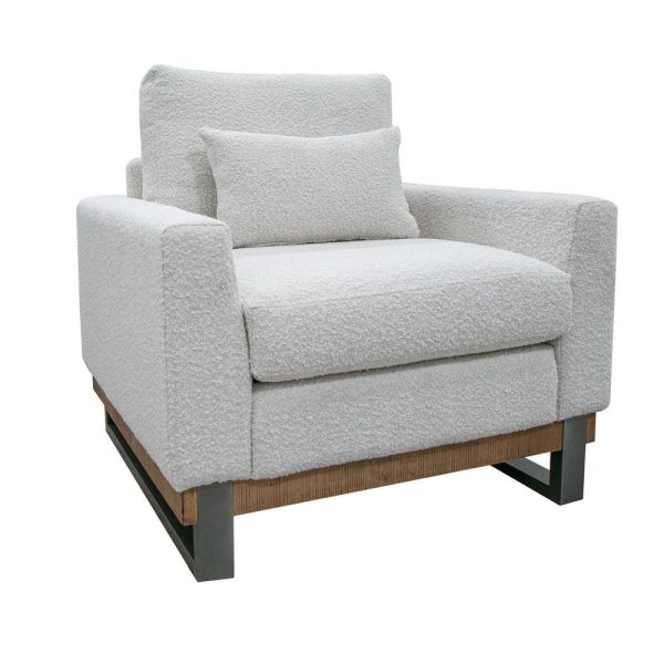 Dome Accent Chair with Throw Pillow, Solid Pine Wood, Ivory Polyester By Casagear Home Sale