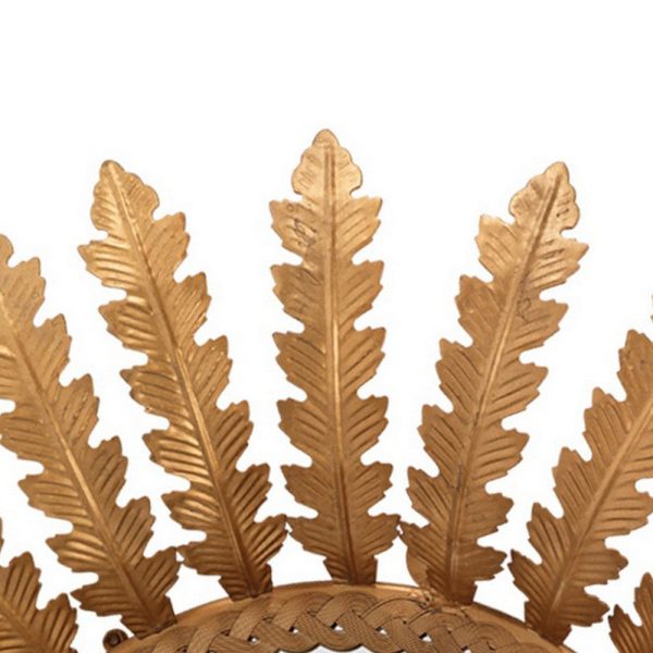 Mirror with Metal Frame and Leaf Design, Brass and Silver By Casagear Home Discount - Image 4