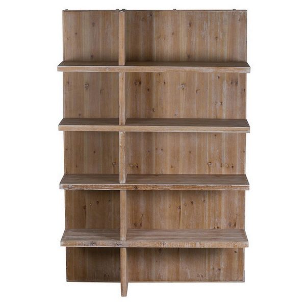 70 Inch Bookcase Display Shelves, Segmented Design, Fir Wood Frame, Brown By Casagear Home Discount - Image 2