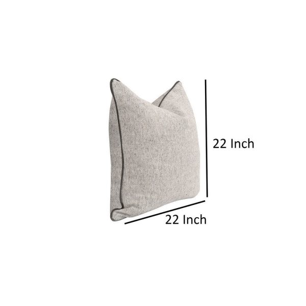 Hida 22 Inch Set of 2 Accent Throw Pillows, Black Velvet Piping, Gray  By Casagear Home Sale - Image 5