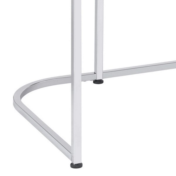 Writing Desk with 1 Drawer and 2 Compartments, White and Chrome By Casagear Home Online Sale - Image 4