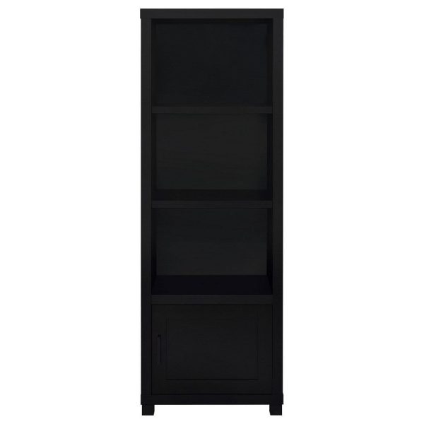 Janice Media Tower Bookcase, 3 Shelves, 1 Storage Cabinet,  Black Finish By Casagear Home Cheap - Image 3