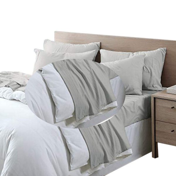6 Piece Full Size Microfiber Fabric Sheet Set with Pocket, Gray By Casagear Home For Cheap - Image 4