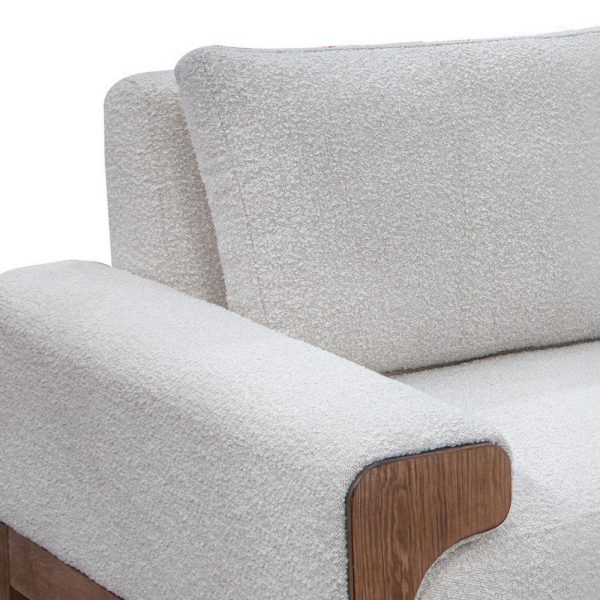 Caisy Sofa, Ivory Polyester, Foam Cushions, Solid Pine Wood Frame, 93 Inch By Casagear Home Cheap - Image 3
