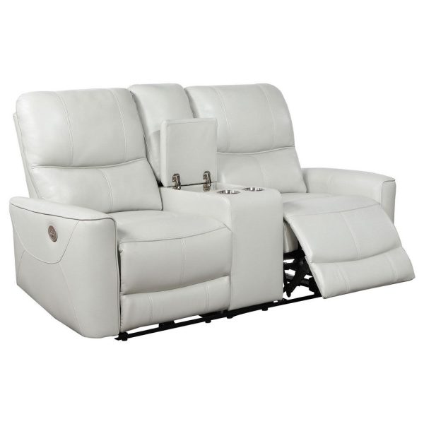 Lima Power Recliner Loveseat, Ivory Faux Leather, USB Port, Foam, 72 Inch By Casagear Home Hot on Sale - Image 3