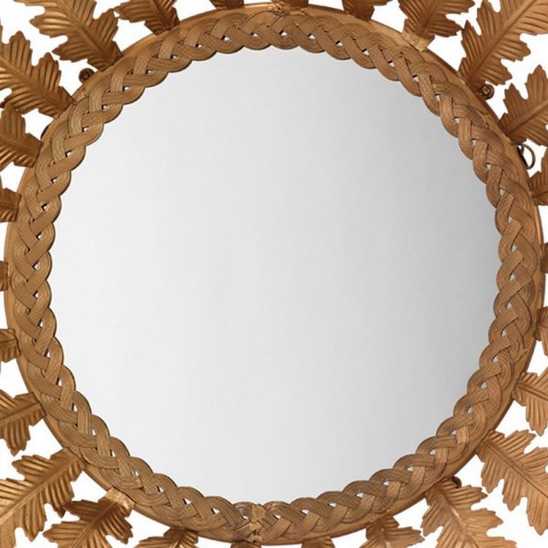Mirror with Metal Frame and Leaf Design, Brass and Silver By Casagear Home Discount - Image 3