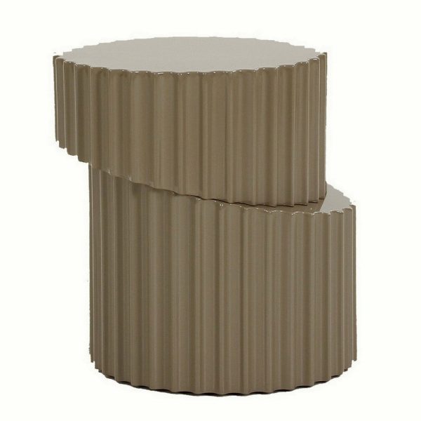 21 Inch End Table, Center Sliced Art Design, Fluted Details, Taupe Gray By Casagear Home Online now - Image 3