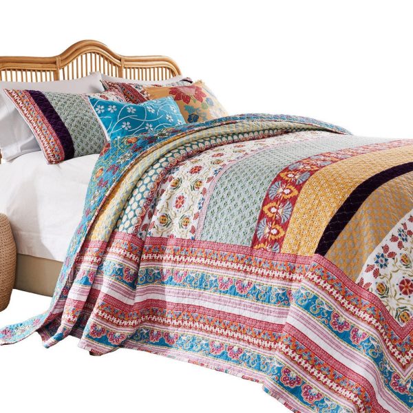 Ello 3pc Queen Bedspread and Pillow Sham Set, Multicolor Bohemian Print By Casagear Home Online - Image 2