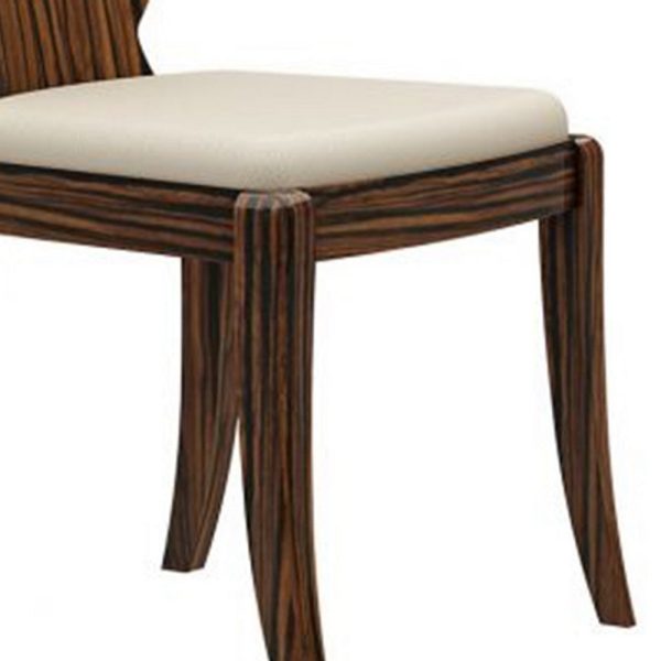 Kylie Dining Chair Set of 2, White Faux Leather, Oval Backrest, Brown By Casagear Home Sale - Image 4