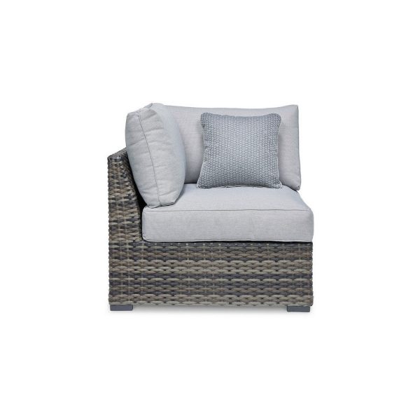 Ashley Saki 34  Outdoor Corner Chair Set of 2, 4 Pillows, Gray Cheap - Image 3