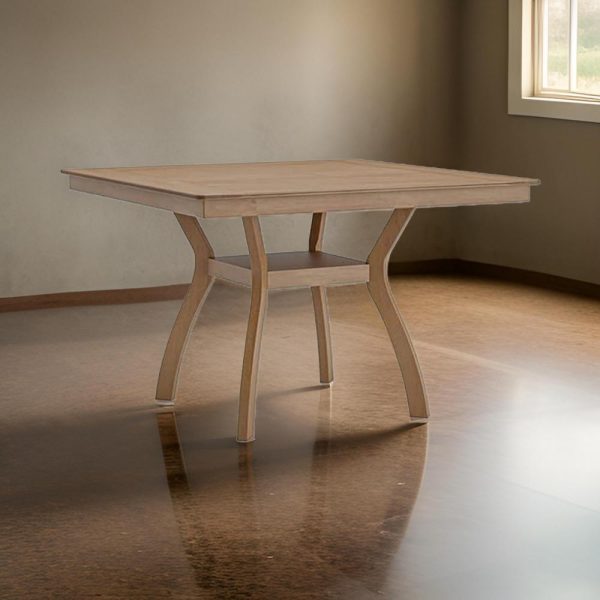 Upi 54 Inch Counter Height Table, Square, Curved Legs, Open Shelf, Brown By Casagear Home Online Hot Sale