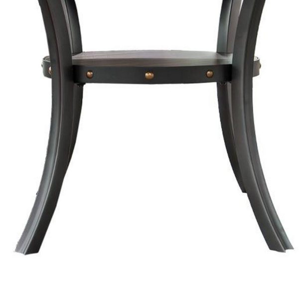 Sie 48 Inch Dining Table, Round Nailhead Trim Top with Shelf, Black Wood By Casagear Home Online Hot Sale - Image 4