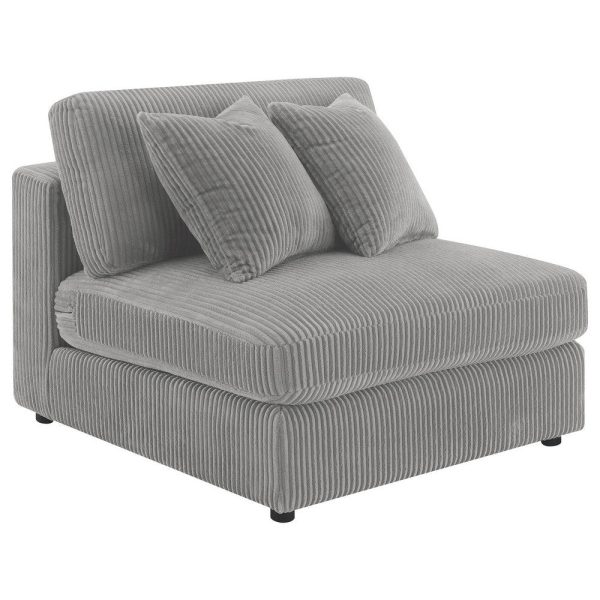 Lain Modular Armless Sofa Chair with 2 Accent Pillows, Gray Corduroy By Casagear Home on Sale