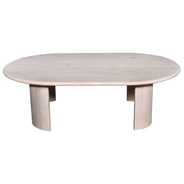 Kipp Coffee Table, 51 Inch Rounded Oblong Top, White Solid Mango Wood By Casagear Home Sale - Image 2