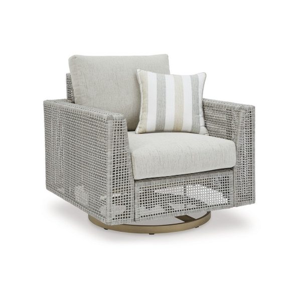 Ashley Yami 36  Outdoor Swivel Lounge Chair, 1 Throw Pillow, Gray Discount