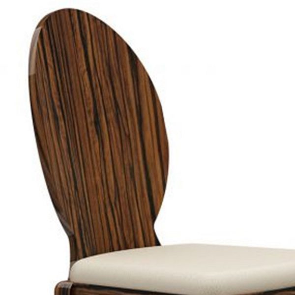 Kylie Dining Chair Set of 2, White Faux Leather, Oval Backrest, Brown By Casagear Home Sale - Image 3