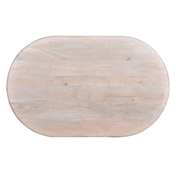 Kipp Coffee Table, 51 Inch Rounded Oblong Top, White Solid Mango Wood By Casagear Home Sale - Image 5
