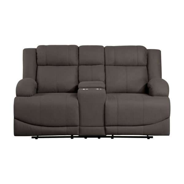 Kate 71 Inch Double Manual Recliner Loveseat, Center Console, Brown Fabric By Casagear Home For Cheap - Image 2
