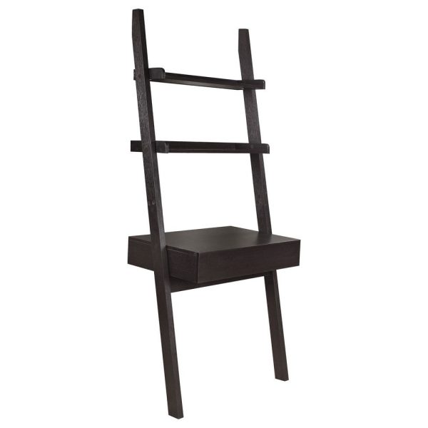 Api 3 Piece Angular Ladder Desk Set, 1 Drawer, 12 Shelves, Cappuccino Brown By Casagear Home Discount - Image 2